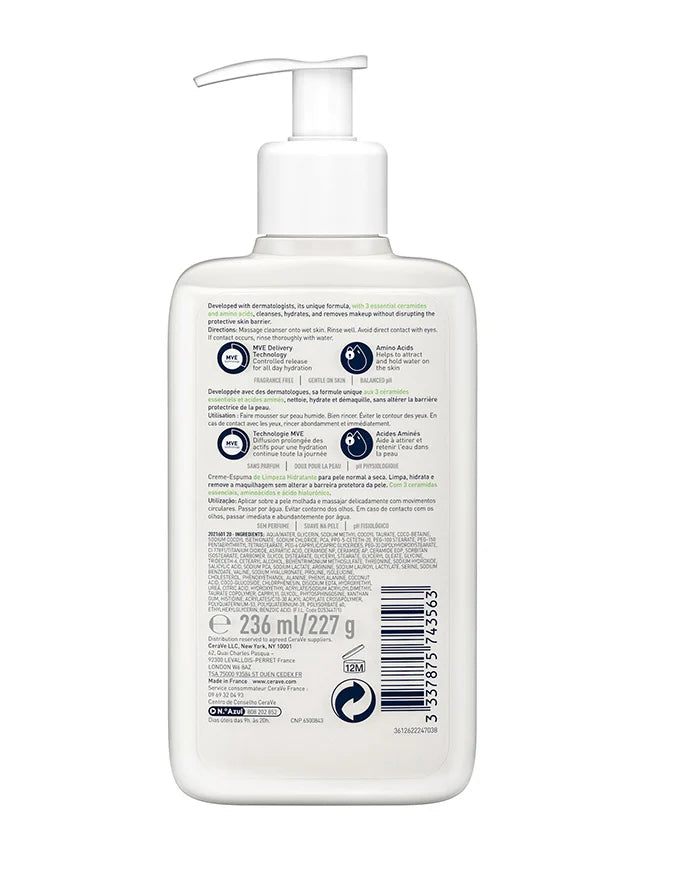 Crème Moussante Nettoyante Hydratante CERAVE 236 ML